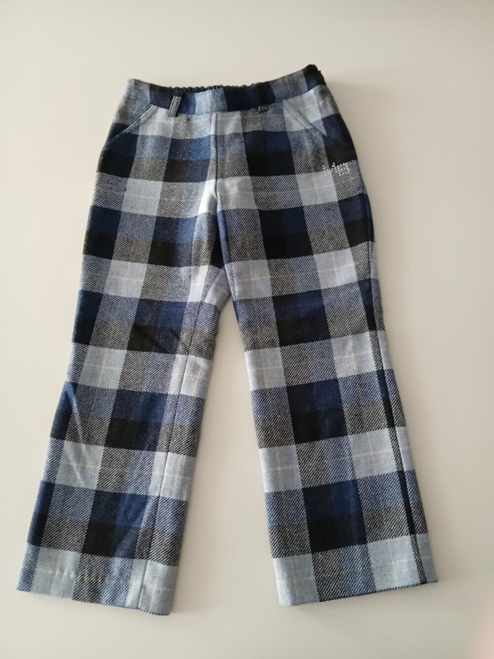 MARIELLA BURANI - blue plaid 100% wool pants - kids size 6- Italy